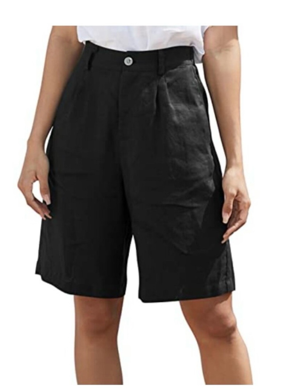 FRAME Linen Classic High-Waist Black Women's Shorts